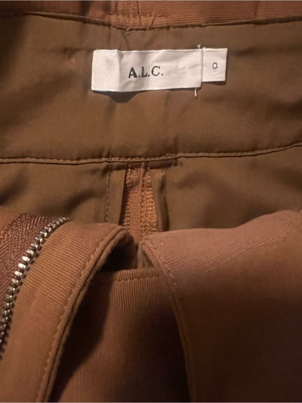 A.L.C. Women’s Belted High-rise Brown Zip-Front Pants